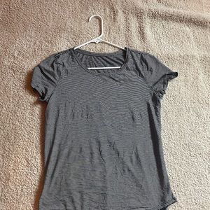 Black and white striped Lululemon short sleeve top